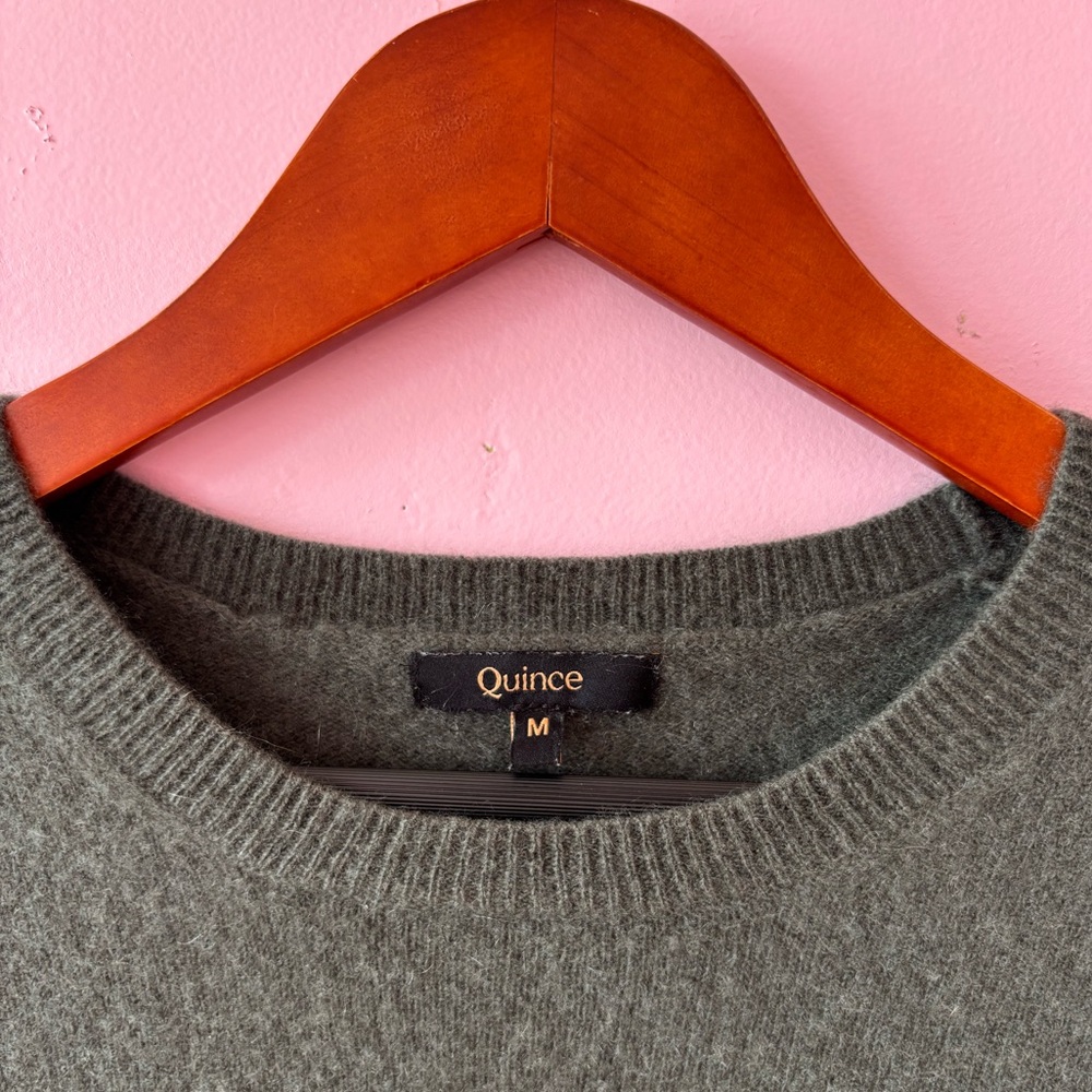 Quince Mongolian Cashmere Crewneck Sweater Moss Green